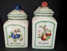 Villeroy & Boch FRENCH GARDEN FLEURENCE Set /2 Canisters with Lids Apple Plum