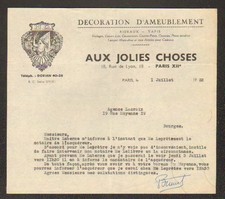 PARIS (XII°) FURNITURE DECORATION "AUX JOLIES CHOSES" illustrated FEE in 1952