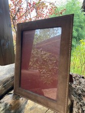 Ancien cadre porte photo en cuir avec surpiqures beige Jacques Adnet  vintage