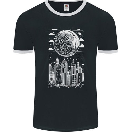 Shirt ringer noir - t-shirt, blanc