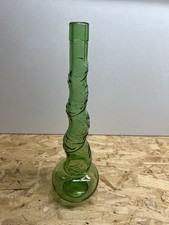 Empty Twisted Green Glass Bottle