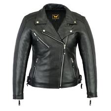 New Women's Black Biker Style Moto Genuine Soft Cowhide Leather Jacket XS-3XL