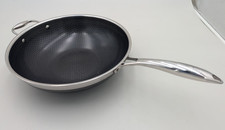 Hexclad Hybrid Stainless Steel Pan Nonstick 12" Wok - NO LID - Good