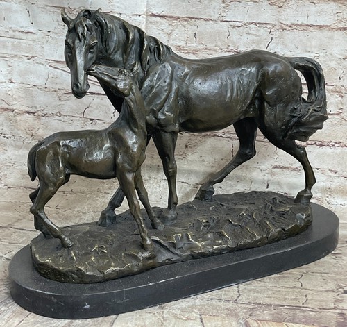 Mother horse foal bronze - ,