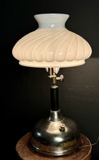 Coleman CQ Quicklite Lamp Glass Shade Nickel Table Cottage Lamp 1919 Patent