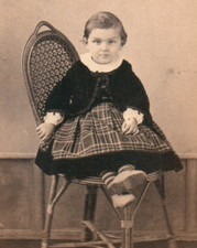CDV 1860 Little Girl Scottish Skirt Tartan Velvet Jacket Photo Dardel Mulhouse