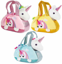 BRUBAKER Licorne en Peluche Arc-en-ciel dans un Sac à Main 20 cm Rose Bleu Jaune
