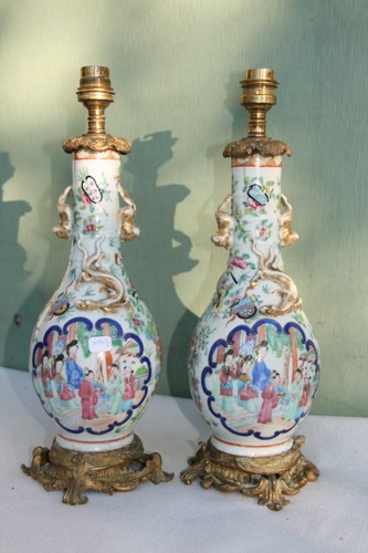 Paire vases montés en - paire,
