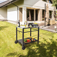 VEVOR Desserte Plancha Chariot de Barbecue à 2 Niveaux avec Roulettes Jardin