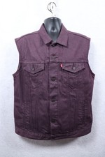 Levi's Men's Large Purple Burgundy Denim Vest Western 100% Cotton EUC