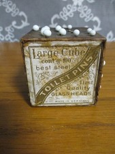 Vintage Glass Head Toilet Pins Large Cube Pins Made in Germany