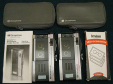 LOT OF 2 VINTAGE DICTAPHONE VOICE PROCESSOR MODEL #3253 W/CASE, INST & CASSETTES