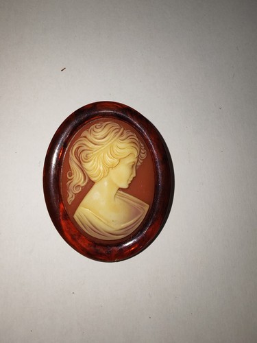 Broche camée celluloïd