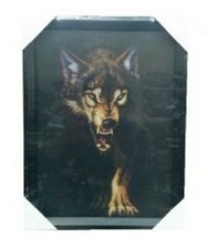 cadre poster 3D loup féroce
