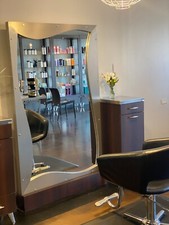 beauty salon furniture 7 stations, mirrors and chairs. Front desk. 3 shampoo bow