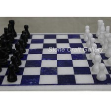 12 " Marbre Jeu D'Échecs Table Pierre Avec 2 " King Taille Pièces D'Échecs