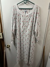 Lanz of Salzburg Brushed Cotton Nightgown Prairie CottageCore Floral Rose Xxl
