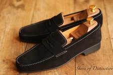 J.M. Weston Black Suede Penny Shoes Penny Loafers Mens UK 8.5 E US 9.5 EU 42.5