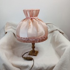Vintage Brass Bedside Lamp And Old Pink Dayshade