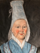 Portrait de normande à la coiffe — pastel sur papier gris — 576 x 425 mm. — XIXe