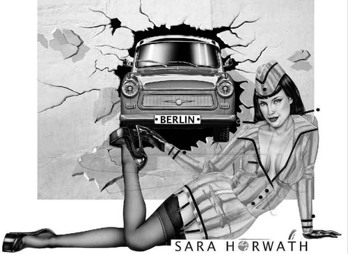 Military girl gdr car trabi - girl,