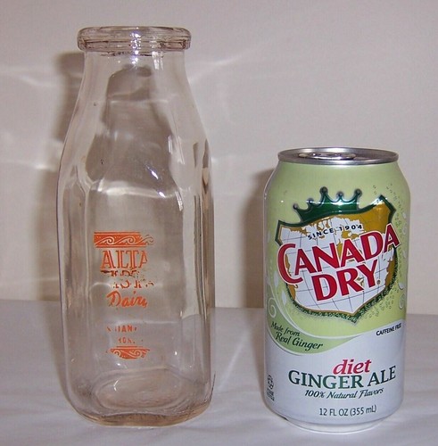 Alta dairy pint milk bottle - milk,