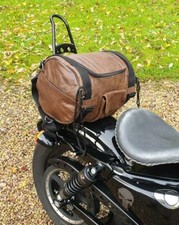 Sac sissi bar en Cuir Souple Marron Brun pour moto custom harley virago shadow