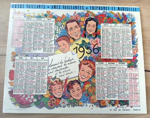 Calendrier vaillants 1956 - calendrier,