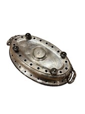SUPERB ANTIQUE SILVER METAL FLAT HEATER GOLDSMITH "CHRISTOFLE" oval Ref M