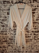 Le Rose S/M White Short Robe Satin Crochet Lace Trim