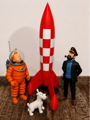 Fusée tintin rouge blanc - rouge, et