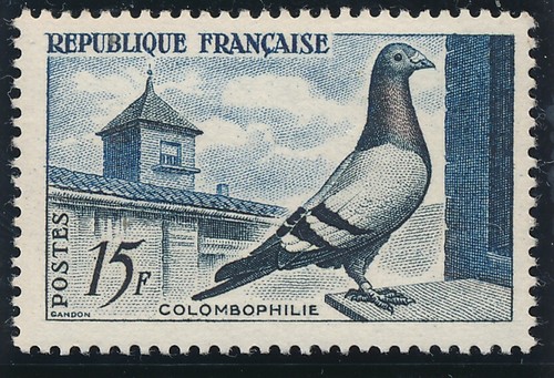 Timbre france 1091 pigeon - timbre,