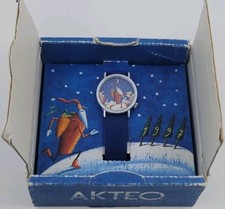 Akteo JC Mareschal Watch Unisex Circle Dial Silver Tone Santa Clause Christmas 