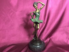 Fayral Art Deco Bronze Ballerina 11" tall-stand 2 1/2" tall