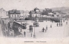Old postcard 50 Normandy sleeve CHERBOURG revolving bridge military parade Vespasian 1900