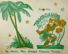 Vintage Tiki Bar Souvenir Photo Zamboanga Polynesian Paradise Los Angeles CA