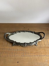 Plateau / Centre de table Miroir en Métal Régule Argenté Style Louis XV Rococo