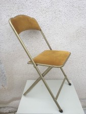 Ancienne chaise pliante / Assise et dosseret velours / Années 70 / Mobilier