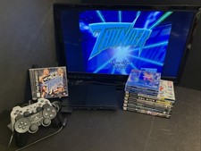 Sony PlayStation 2 PS2 Slim Console Bundle 10 Games, 2x Controllers &Memory Card