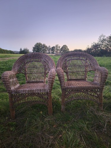 Lot chaises osier style - en,