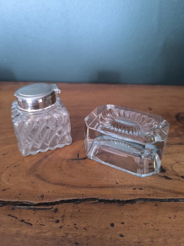 Ancien encrier verre et - ancien,