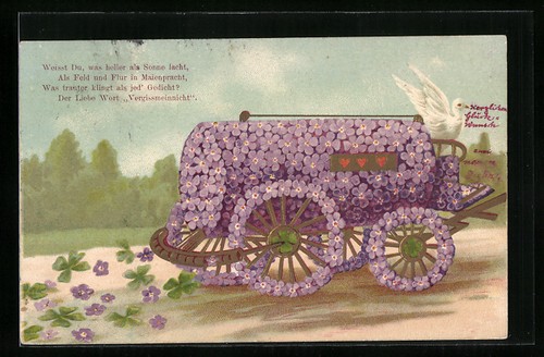 Chariot carte postale - carte, en