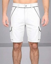 Short en cuir blanc pour
