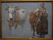 Etude vaches et fermière