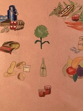 Belle Peinture Gouache 1950 Nature Morte Motif Fruit Légume Ancien