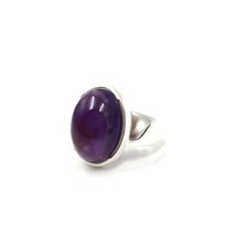 Signet Ring Amethyst 925 Silver Jewellery 19.4mm / 61 Purple Argent Bague Améthyst