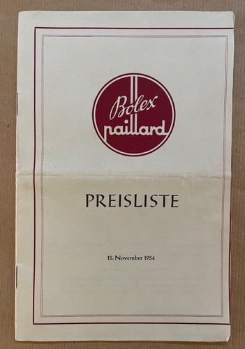Paillard bolex preisliste - bolex,