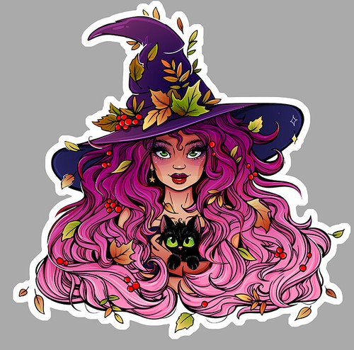 Halloween jolie sorciere chat - jolie,