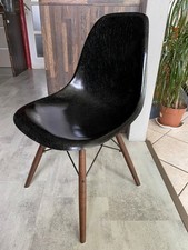 Chaise dsw fibre noir black dowel noyer eames herman miller vintage 1950