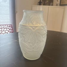 ART DECO MOLDED FROSTED GLASS VASE SIGNED JOMA MONTFLEURI FRANCE